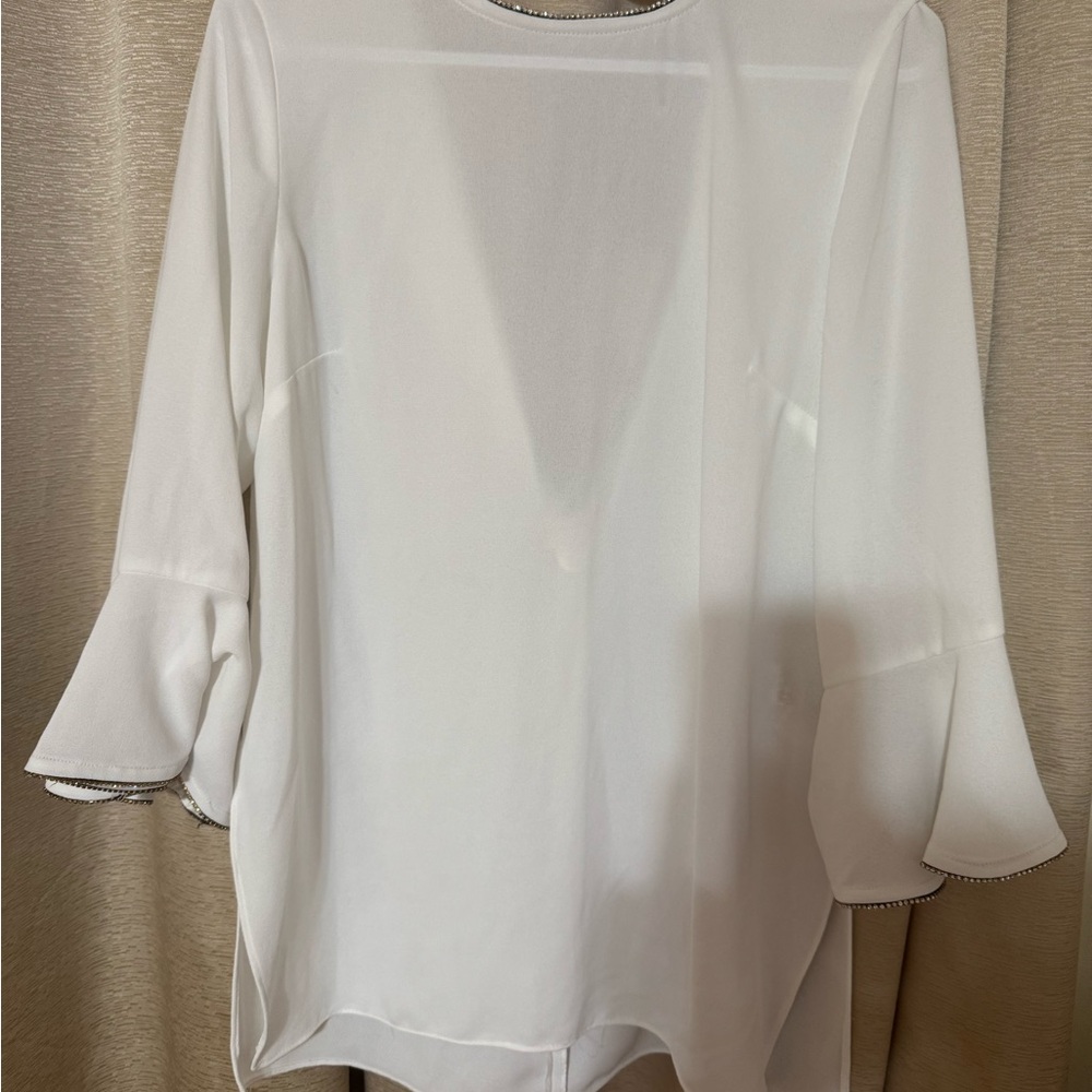 Zara White Blouse with Flared Sleeves
